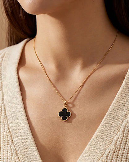 Halskette „Clover2“ in goldschwarz Farbe - TOLLzWOOD