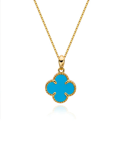Halskette „Clover2“ in goldblau Farbe - TOLLzWOOD