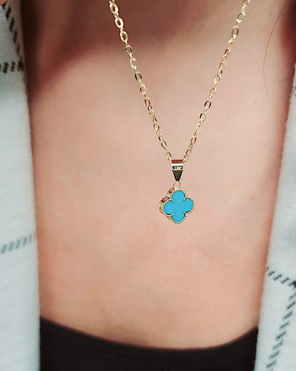 Halskette „Clover2“ in goldblau Farbe - TOLLzWOOD
