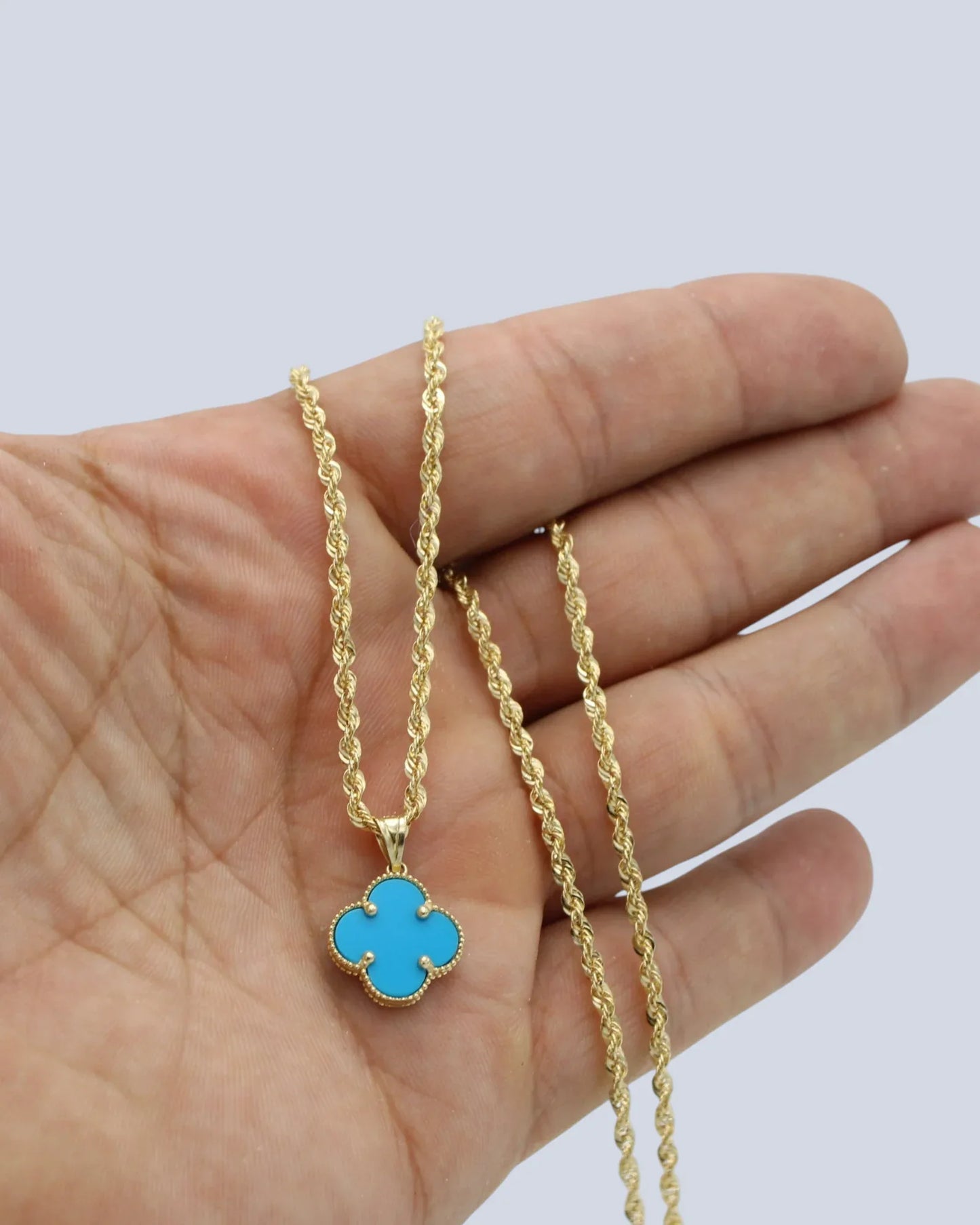 Halskette „Clover2“ in goldblau Farbe - TOLLzWOOD