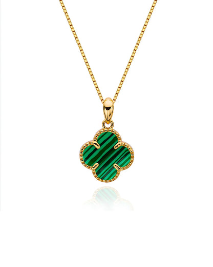 Halskette „Clover2“ in goldgrün Farbe - TOLLzWOOD
