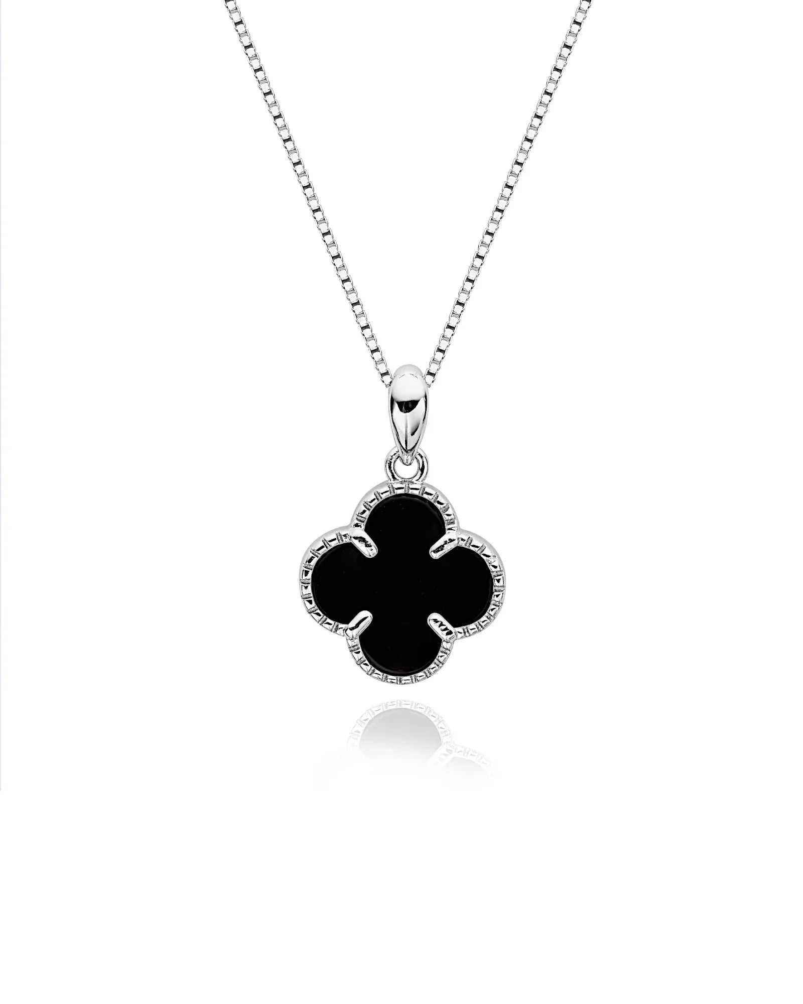 Halskette „Clover2“ in Silberschwarze Farbe - TOLLzWOOD