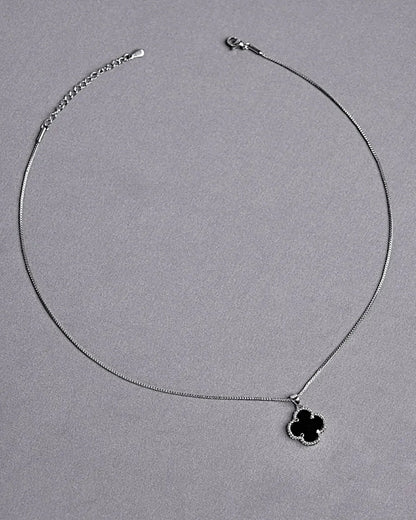 Halskette „Clover2“ in Silberschwarze Farbe - TOLLzWOOD