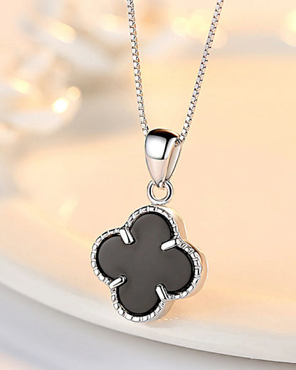 Halskette „Clover2“ in Silberschwarze Farbe - TOLLzWOOD