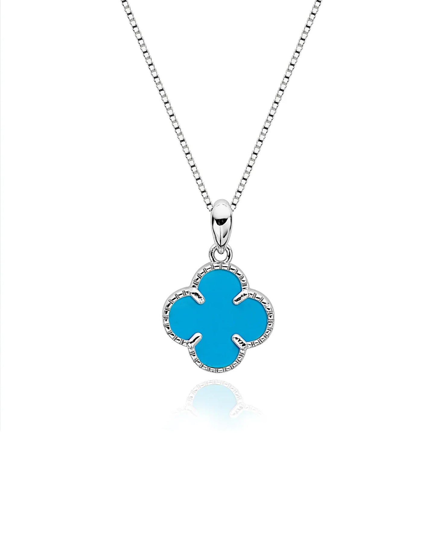 Halskette „Clover2“ in silbrigblau Farbe - TOLLzWOOD
