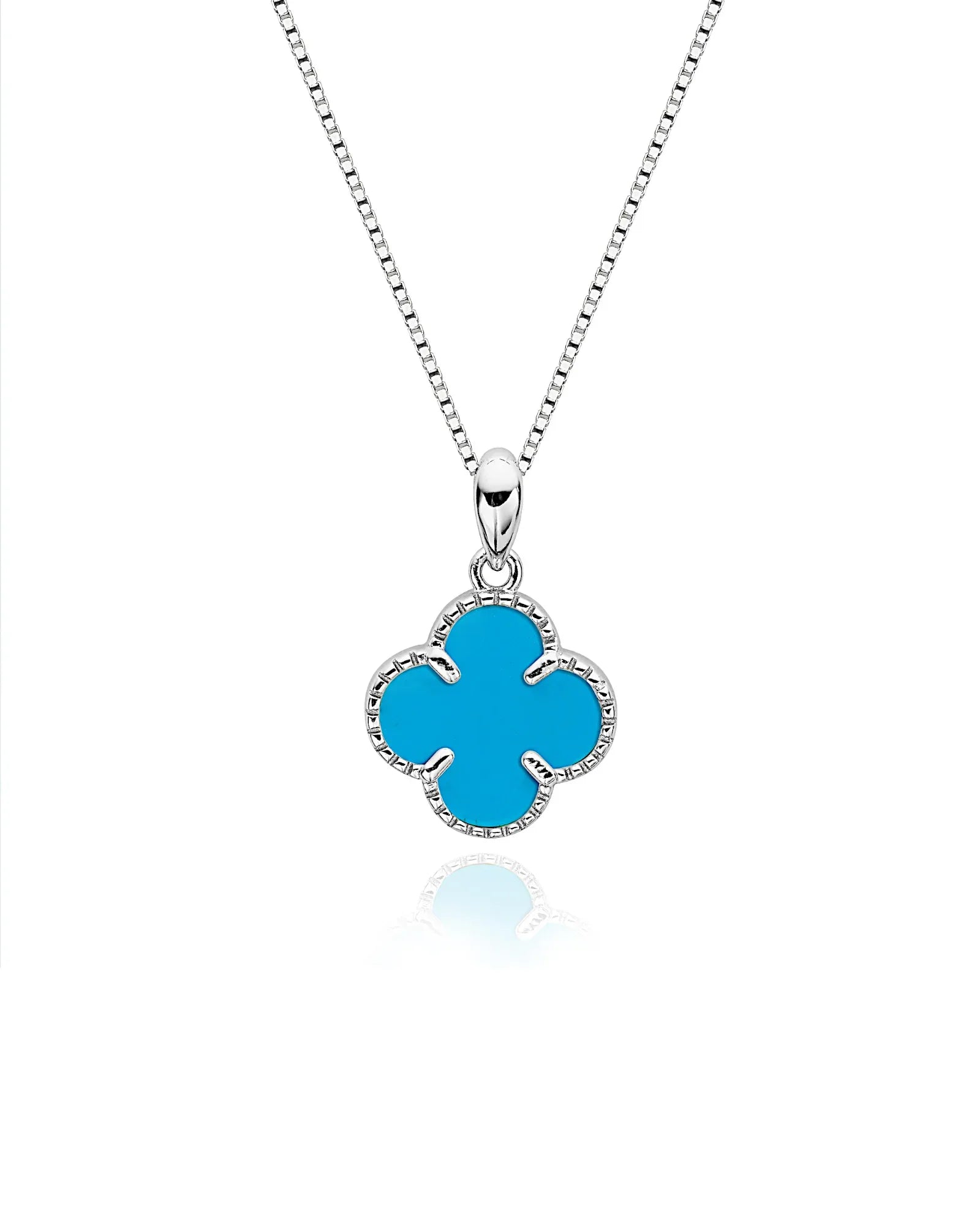 Halskette „Clover2“ in silbrigblau Farbe - TOLLzWOOD