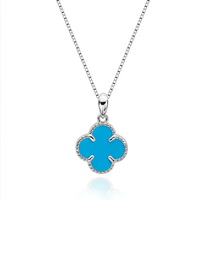 Halskette „Clover2“ in silbrigblau Farbe - TOLLzWOOD