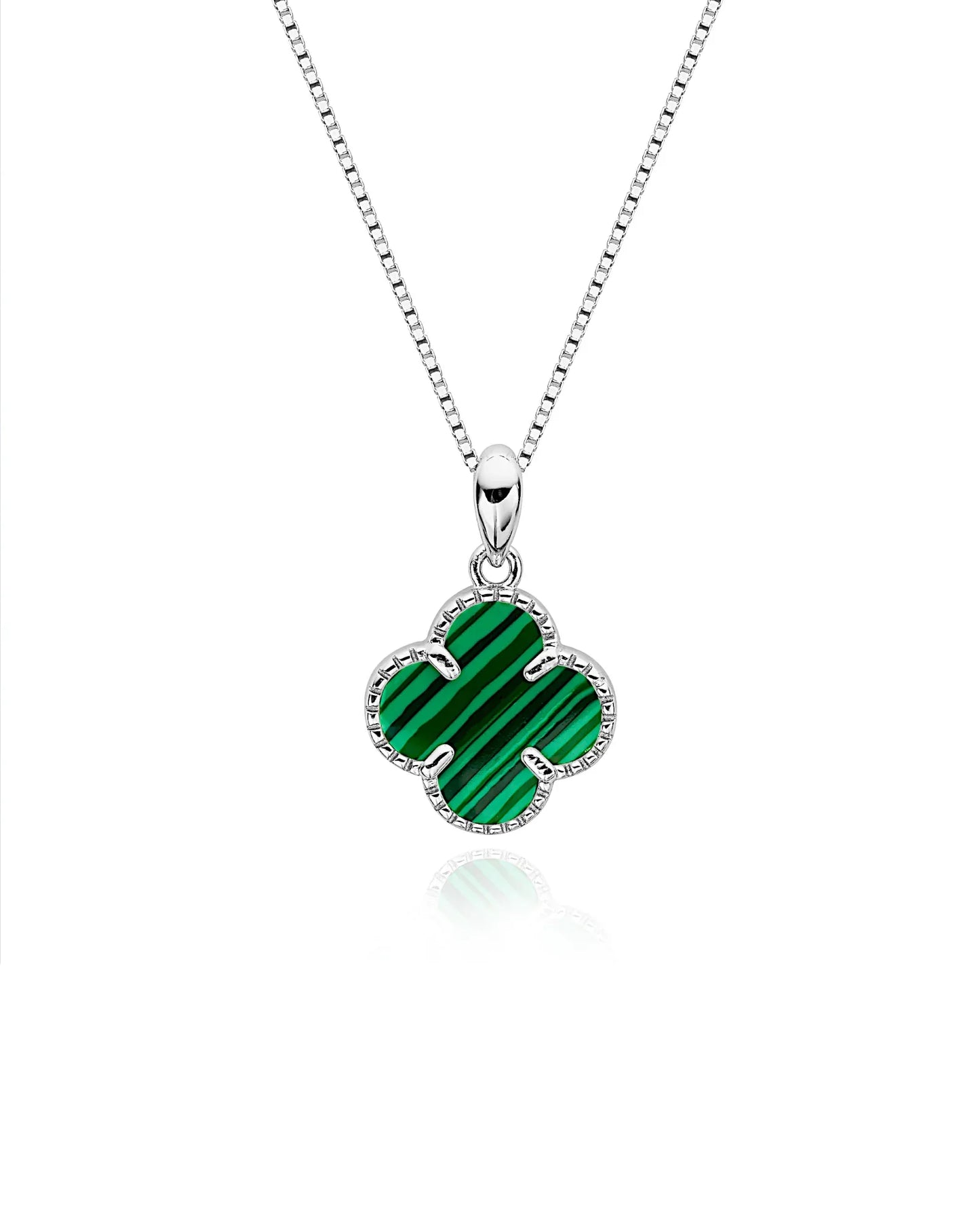 Halskette „Clover2“ in silbrig-grüne Farbe - TOLLzWOOD