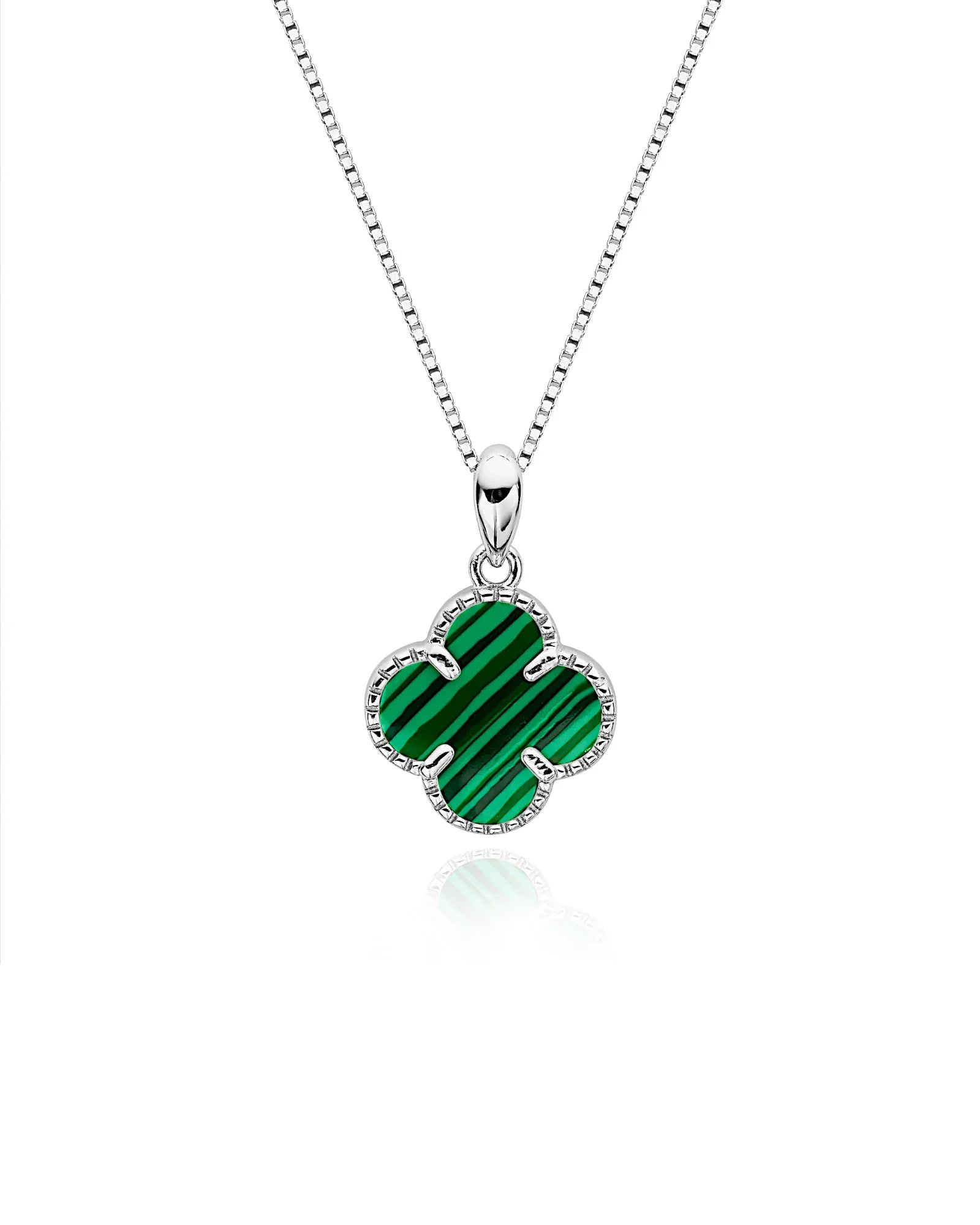 Halskette „Clover2“ in silbrig-grüne Farbe - TOLLzWOOD