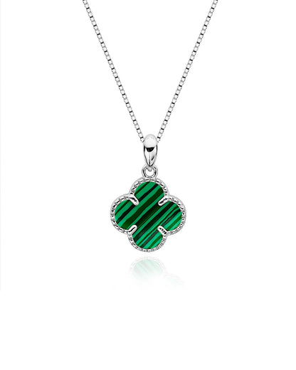 Halskette „Clover2“ in silbrig-grüne Farbe - TOLLzWOOD