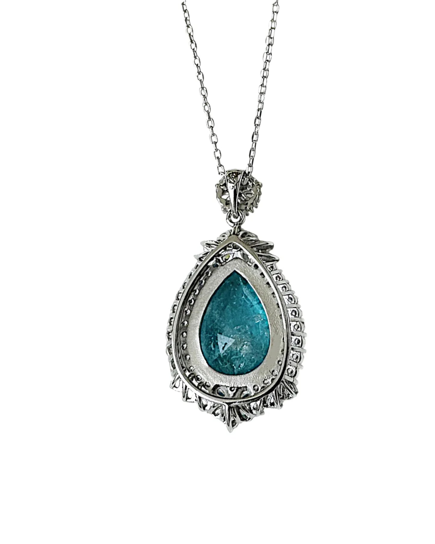 Halskette aus 925er Silber mit blauem Zirkonia, Tropfenform - TOLLzWOOD