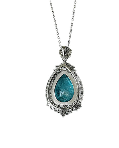Halskette aus 925er Silber mit blauem Zirkonia, Tropfenform - TOLLzWOOD