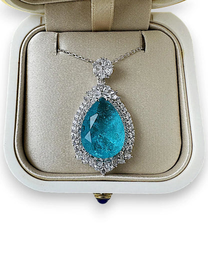 Halskette aus 925er Silber mit blauem Zirkonia, Tropfenform - TOLLzWOOD