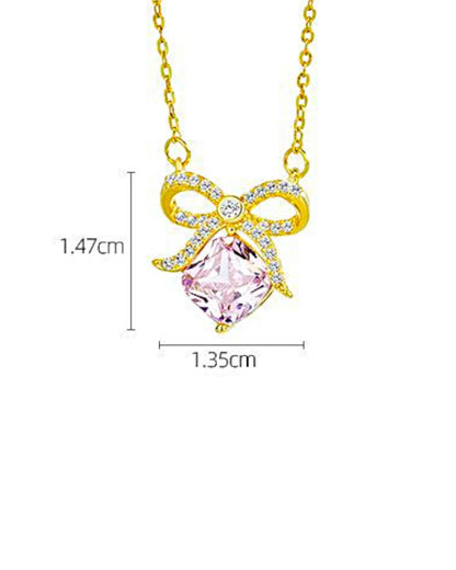 Halskette aus 925er Sterlingsilber mit einem großen rosa Zirkon - TOLLzWOOD