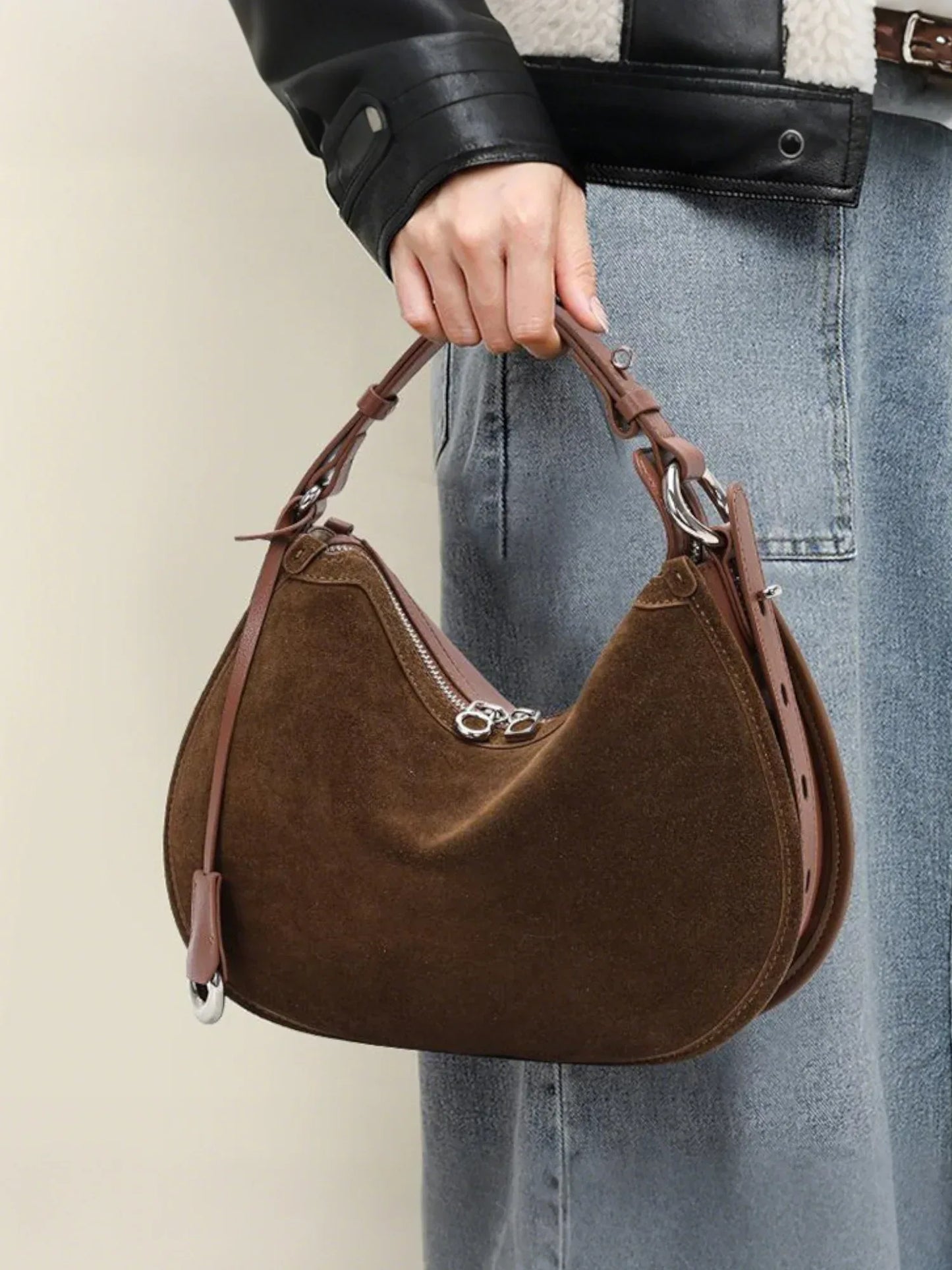 Leder Handtasche "Mohn" - TOLLzWOOD