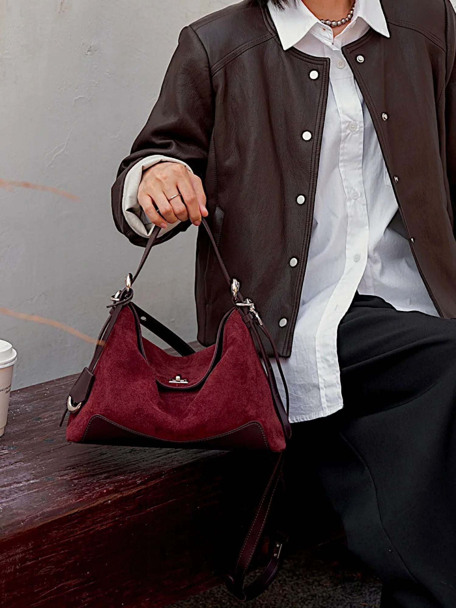 Leder Handtasche "Salbei" - TOLLzWOOD