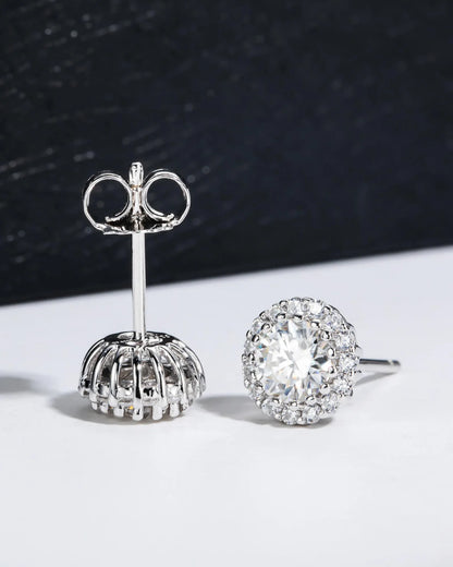 Ohrringe aus 925er Silber mit Zirkonia, rund - TOLLzWOOD