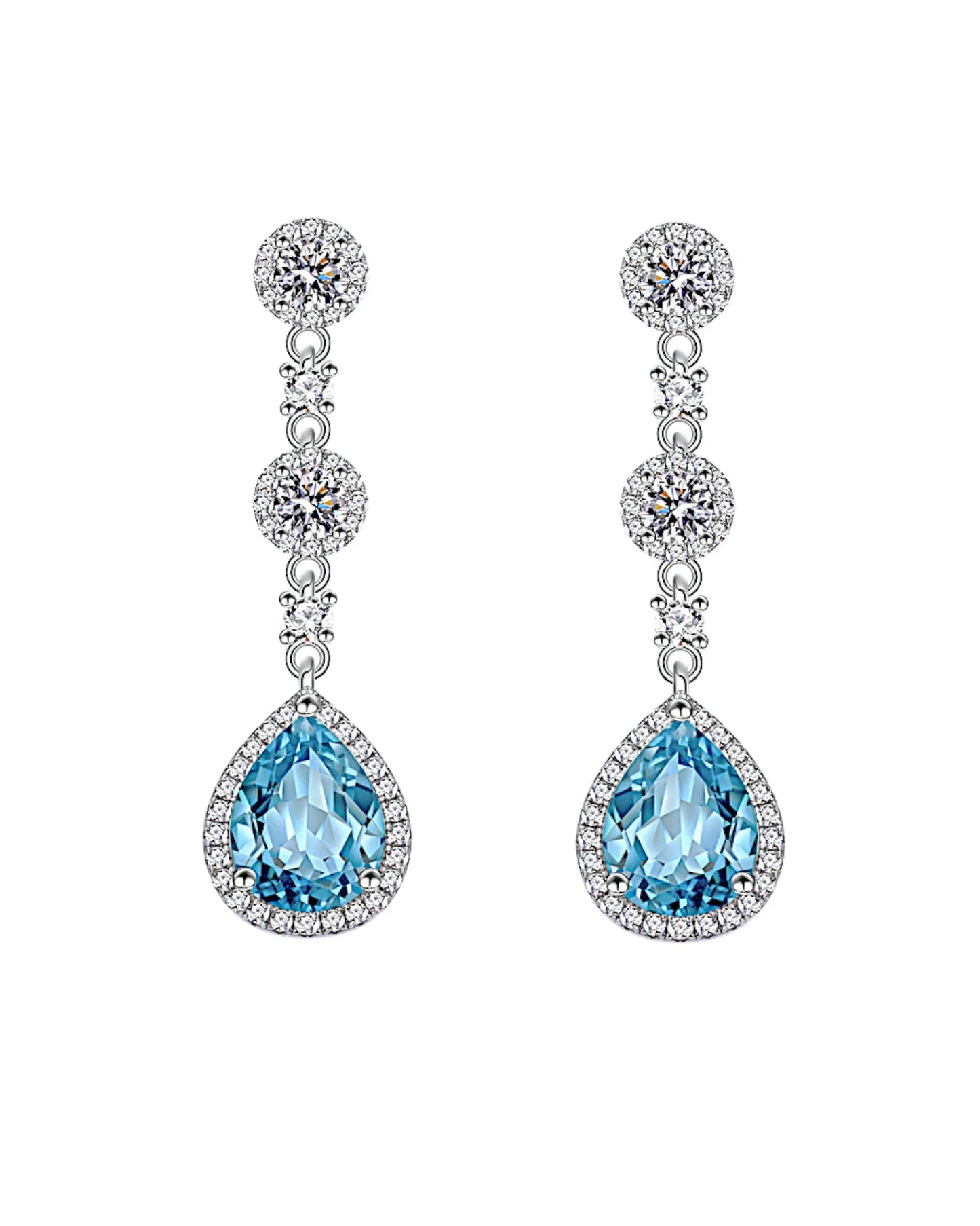 Ohrringe aus 925er Silber mit blauem Zirkonia, Tropfenform - TOLLzWOOD