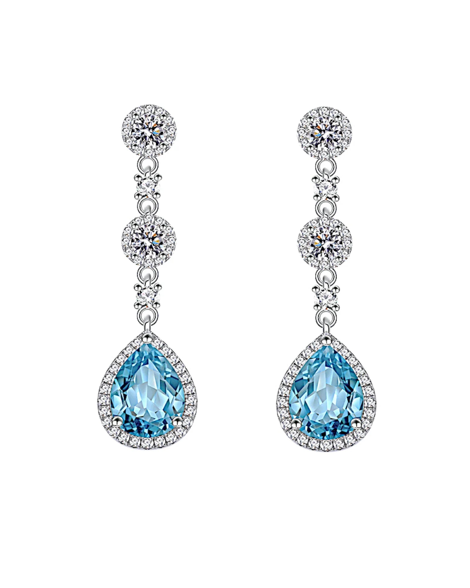 Ohrringe aus 925er Silber mit blauem Zirkonia, Tropfenform - TOLLzWOOD