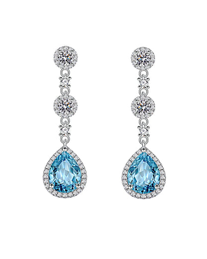 Ohrringe aus 925er Silber mit blauem Zirkonia, Tropfenform - TOLLzWOOD