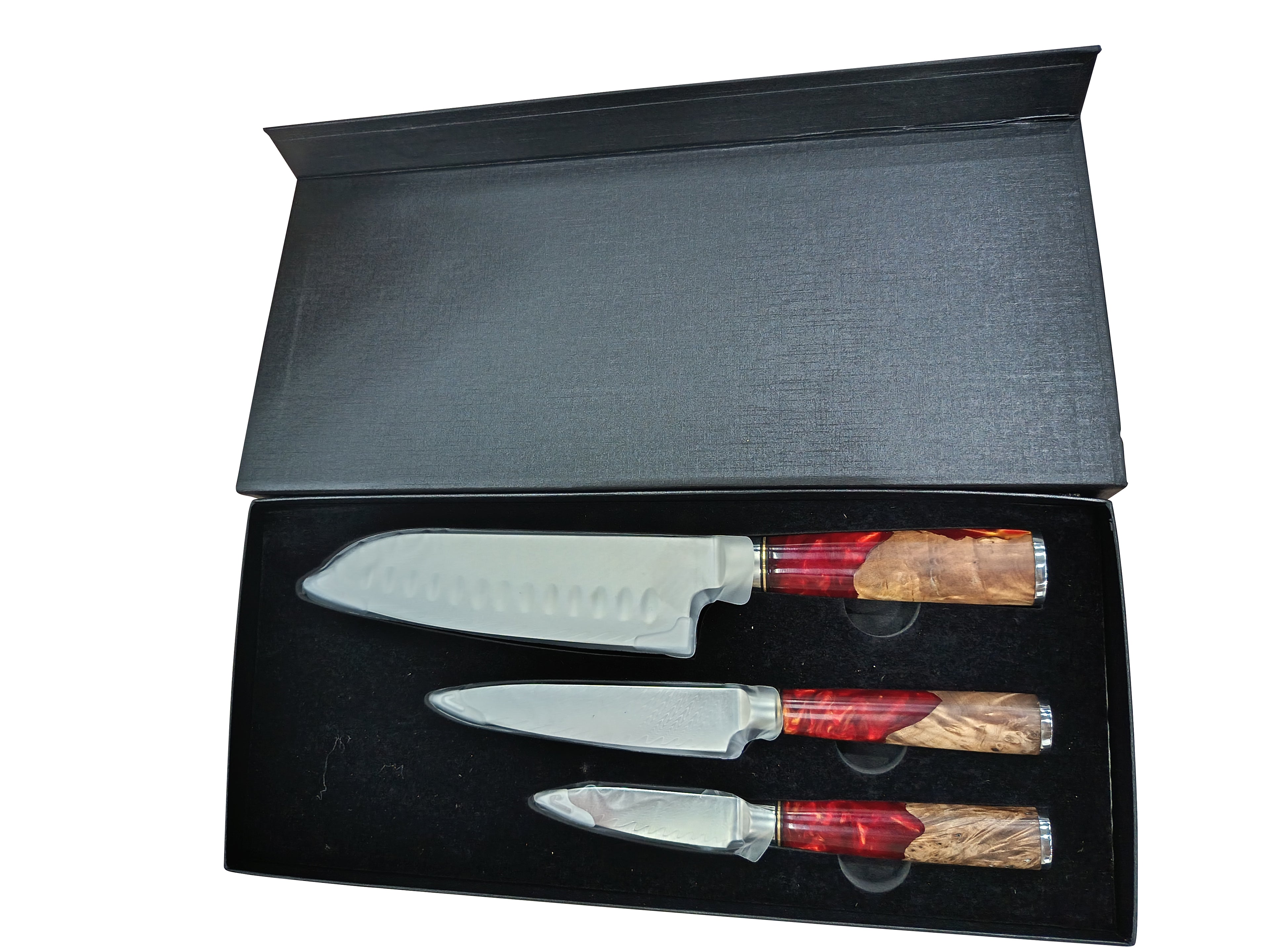 3-teiliges Santoku Messer-Set aus 67-lagigem Damaststahl