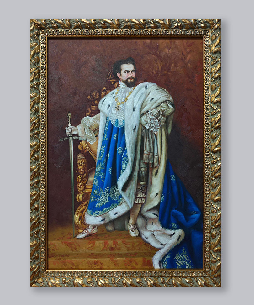 Hand-painted oil painting with wooden frame 