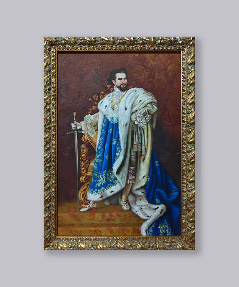 Hand-painted oil painting with wooden frame 