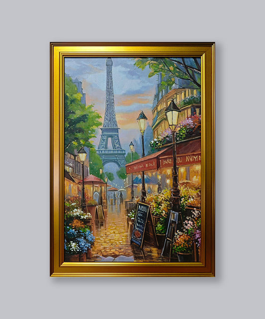 Hand-painted oil painting with wooden frame 