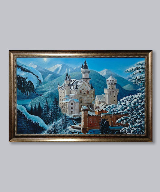 Hand-painted oil painting with wooden frame 