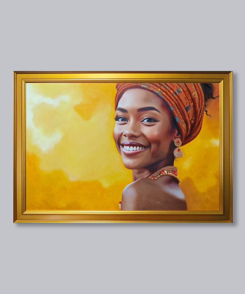 Hand-painted oil painting with wooden frame