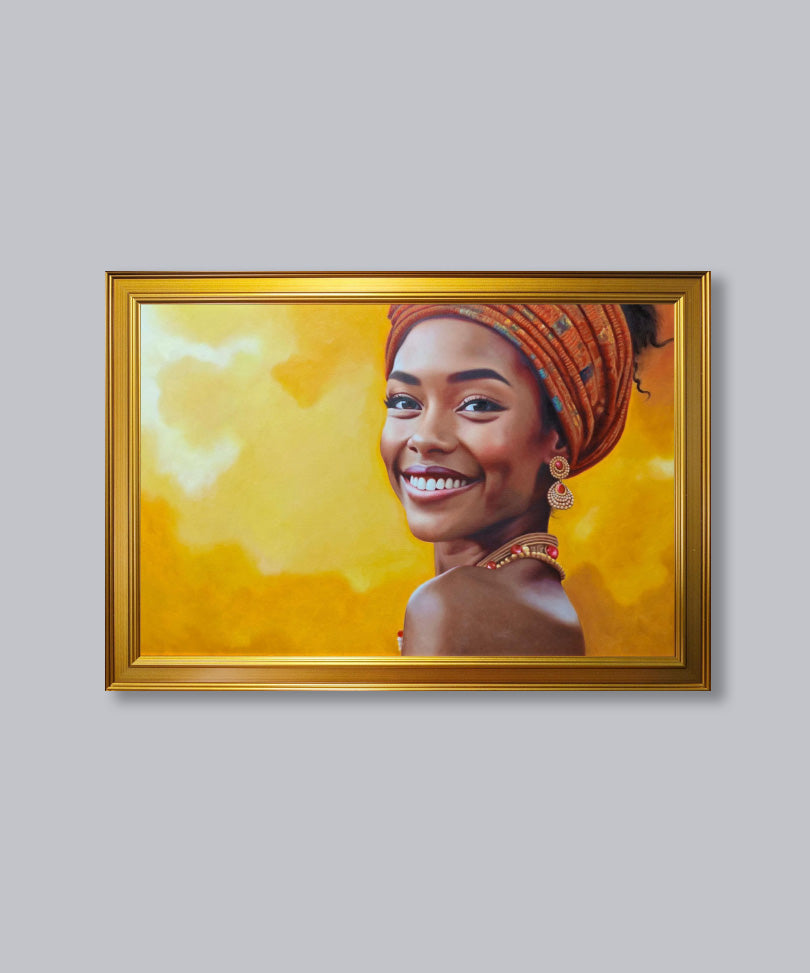Hand-painted oil painting with wooden frame