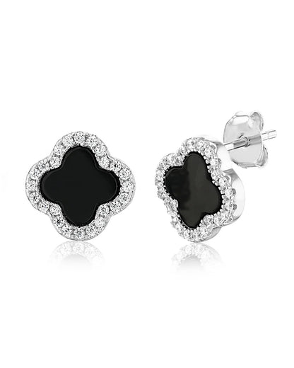Schmuck Ohrringe "Clover" aus 925er in silber-schwarz Farbe - TOLLzWOOD