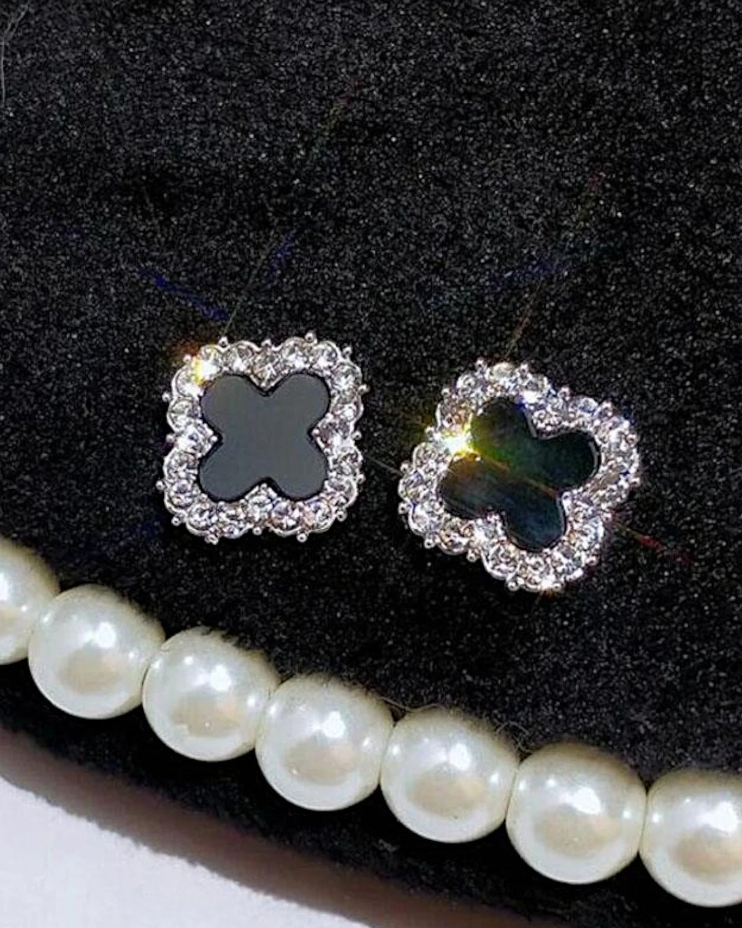Schmuck Ohrringe "Clover" aus 925er in silber-schwarz Farbe - TOLLzWOOD