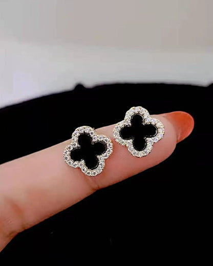 Schmuck Ohrringe "Clover" aus 925er in silber-schwarz Farbe - TOLLzWOOD
