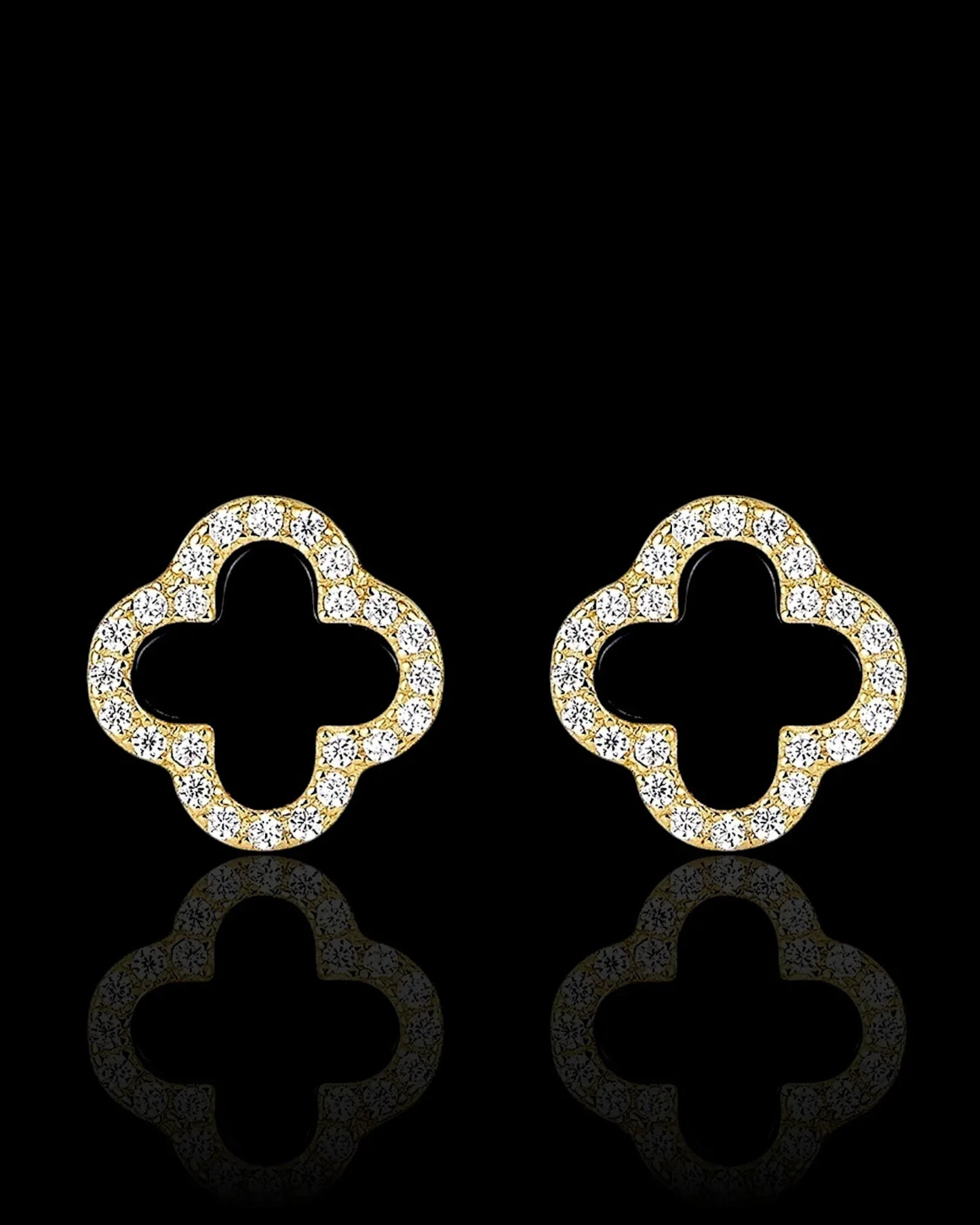 Schmuck Ohrringe "Clover" aus 925er in goldschwarz Farbe - TOLLzWOOD