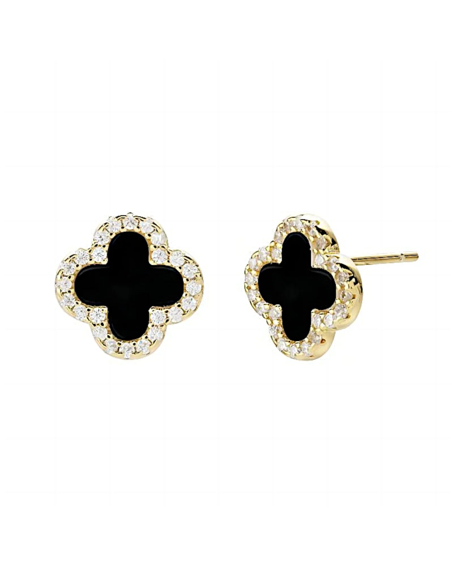 Schmuck Ohrringe "Clover" aus 925er in goldschwarz Farbe - TOLLzWOOD
