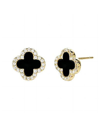 Schmuck Ohrringe "Clover" aus 925er in goldschwarz Farbe - TOLLzWOOD