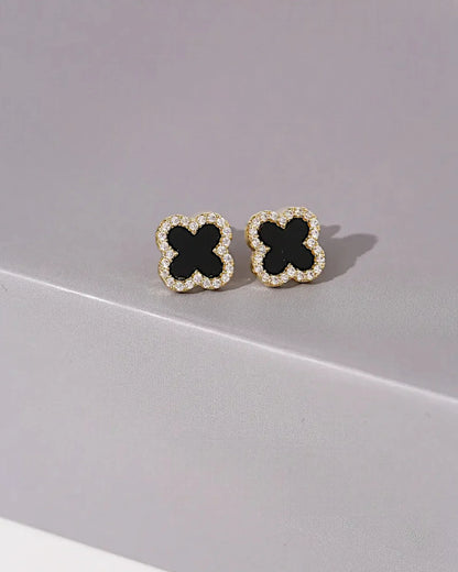 Schmuck Ohrringe "Clover" aus 925er in goldschwarz Farbe - TOLLzWOOD