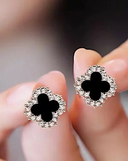 Schmuck Ohrringe "Clover" aus 925er in goldschwarz Farbe - TOLLzWOOD