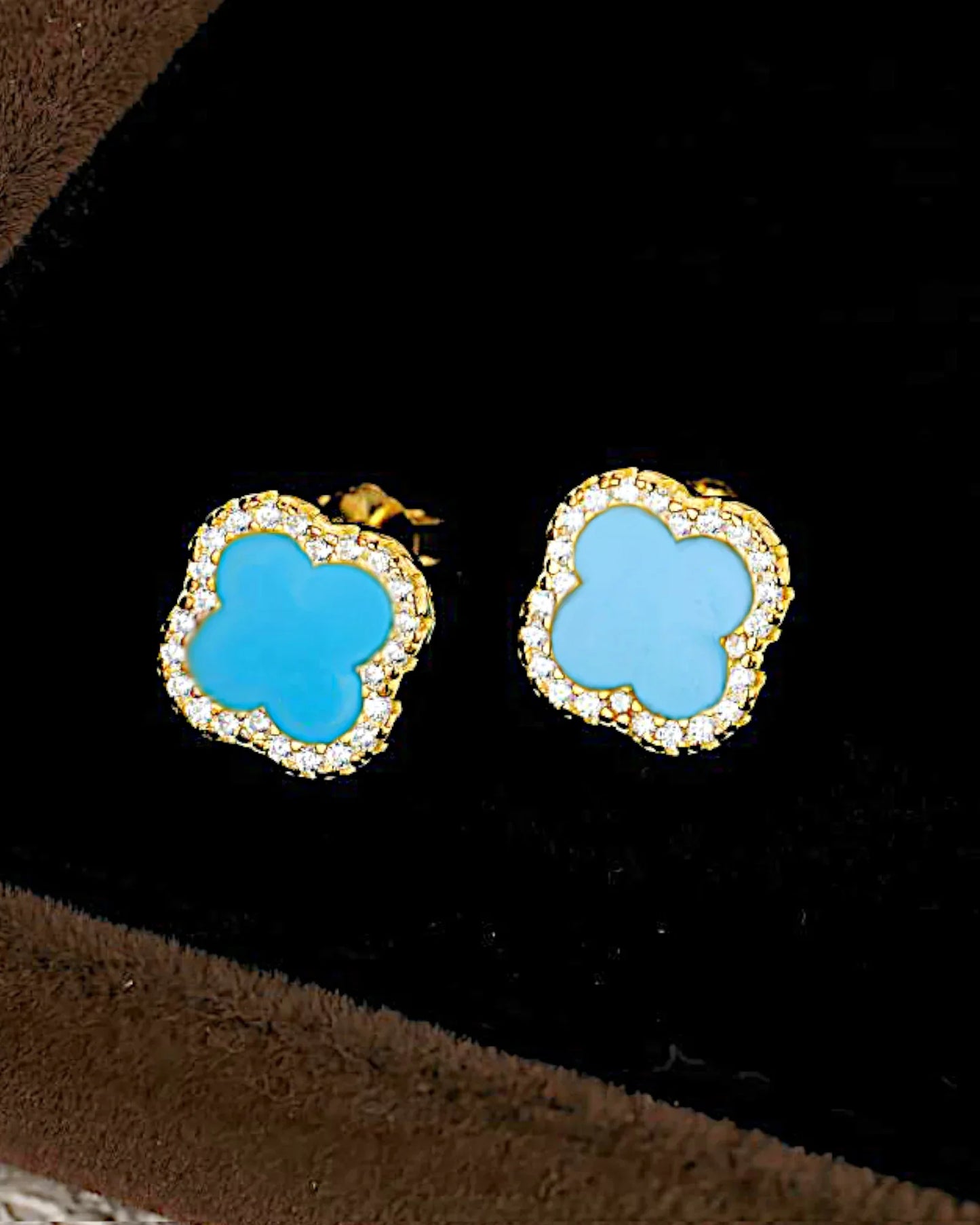 Schmuck Ohrringe "Clover" aus 925er in goldblau Farbe - TOLLzWOOD