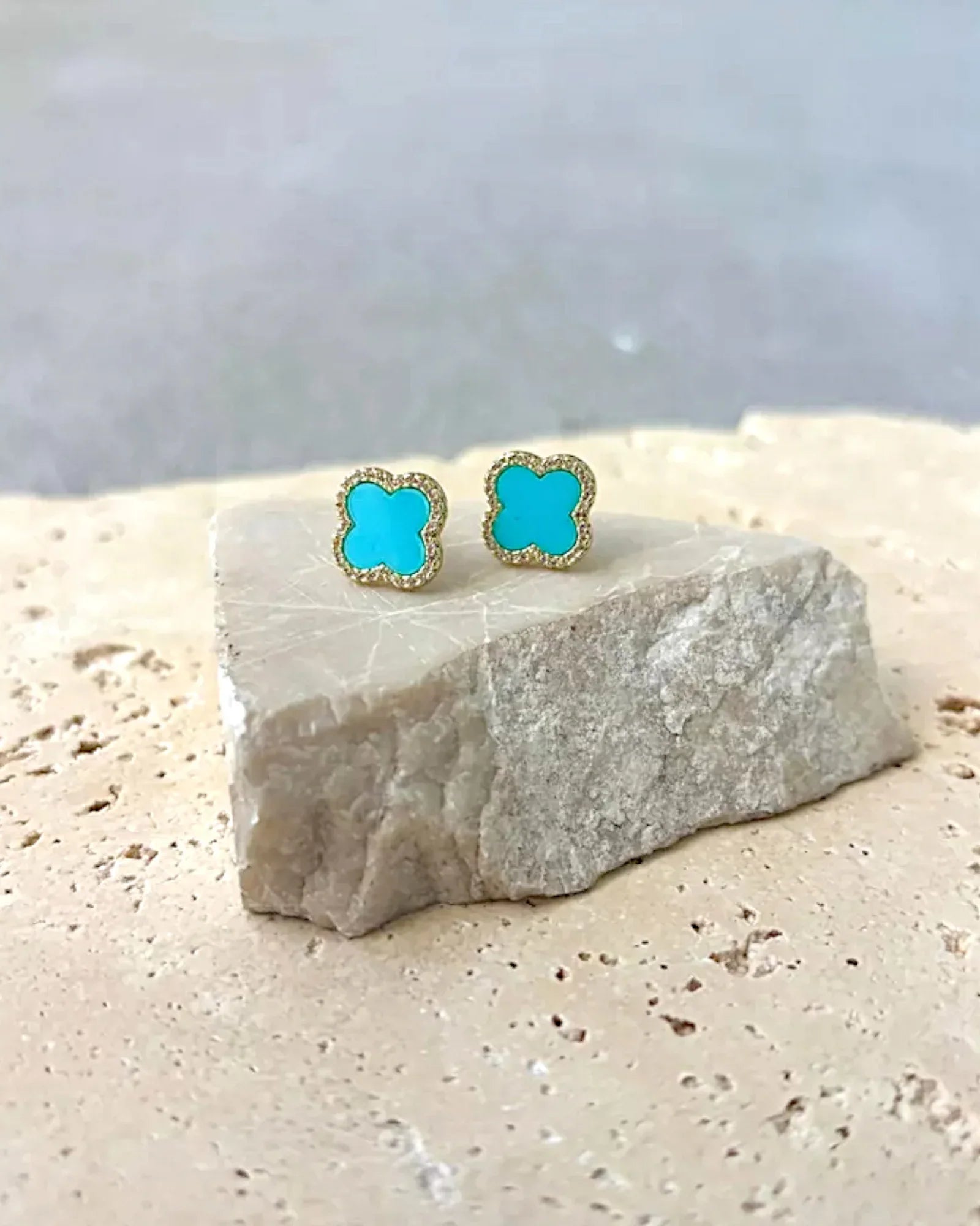 Schmuck Ohrringe "Clover" aus 925er in goldblau Farbe - TOLLzWOOD