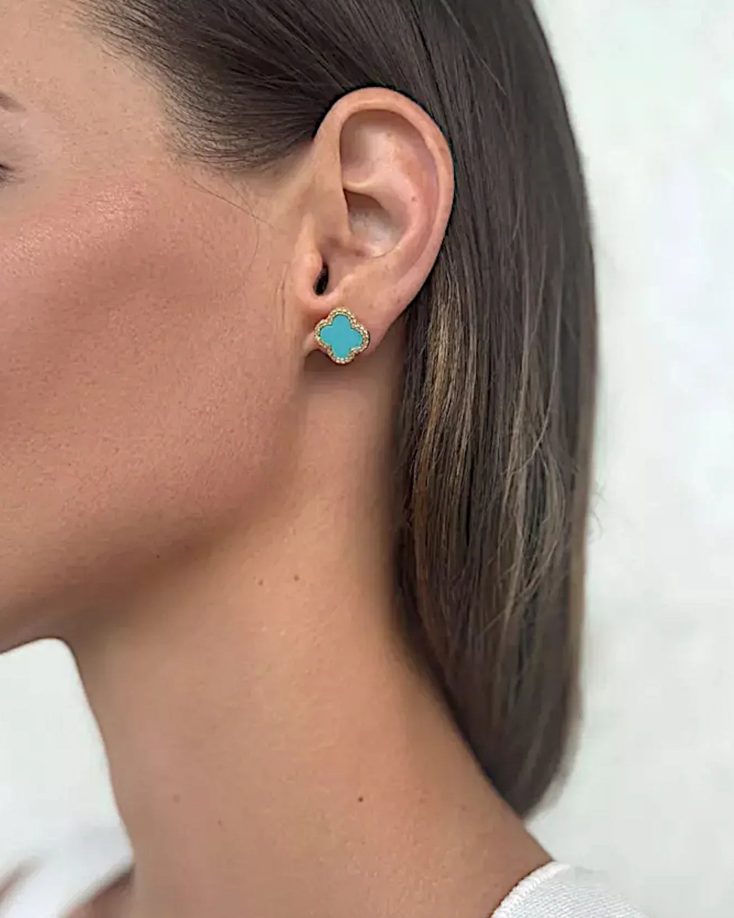 Schmuck Ohrringe "Clover" aus 925er in goldblau Farbe - TOLLzWOOD
