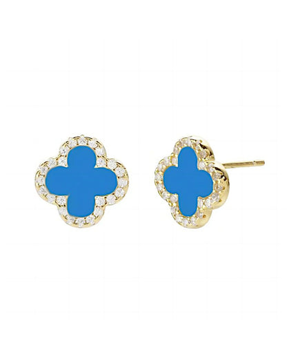 Schmuck Ohrringe "Clover" aus 925er in goldblau Farbe - TOLLzWOOD