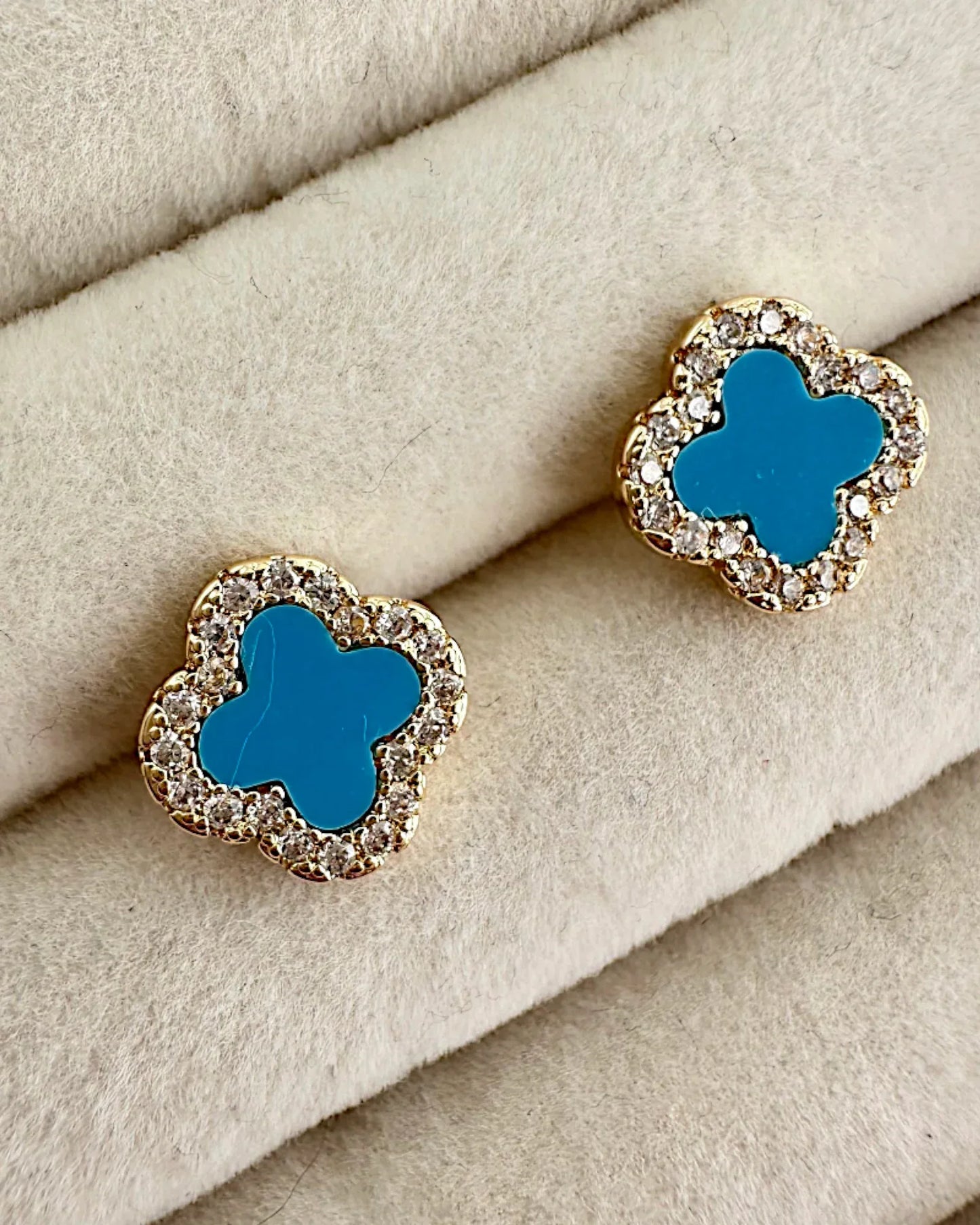 Schmuck Ohrringe "Clover" aus 925er in goldblau Farbe - TOLLzWOOD