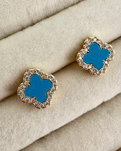 Schmuck Ohrringe "Clover" aus 925er in goldblau Farbe - TOLLzWOOD