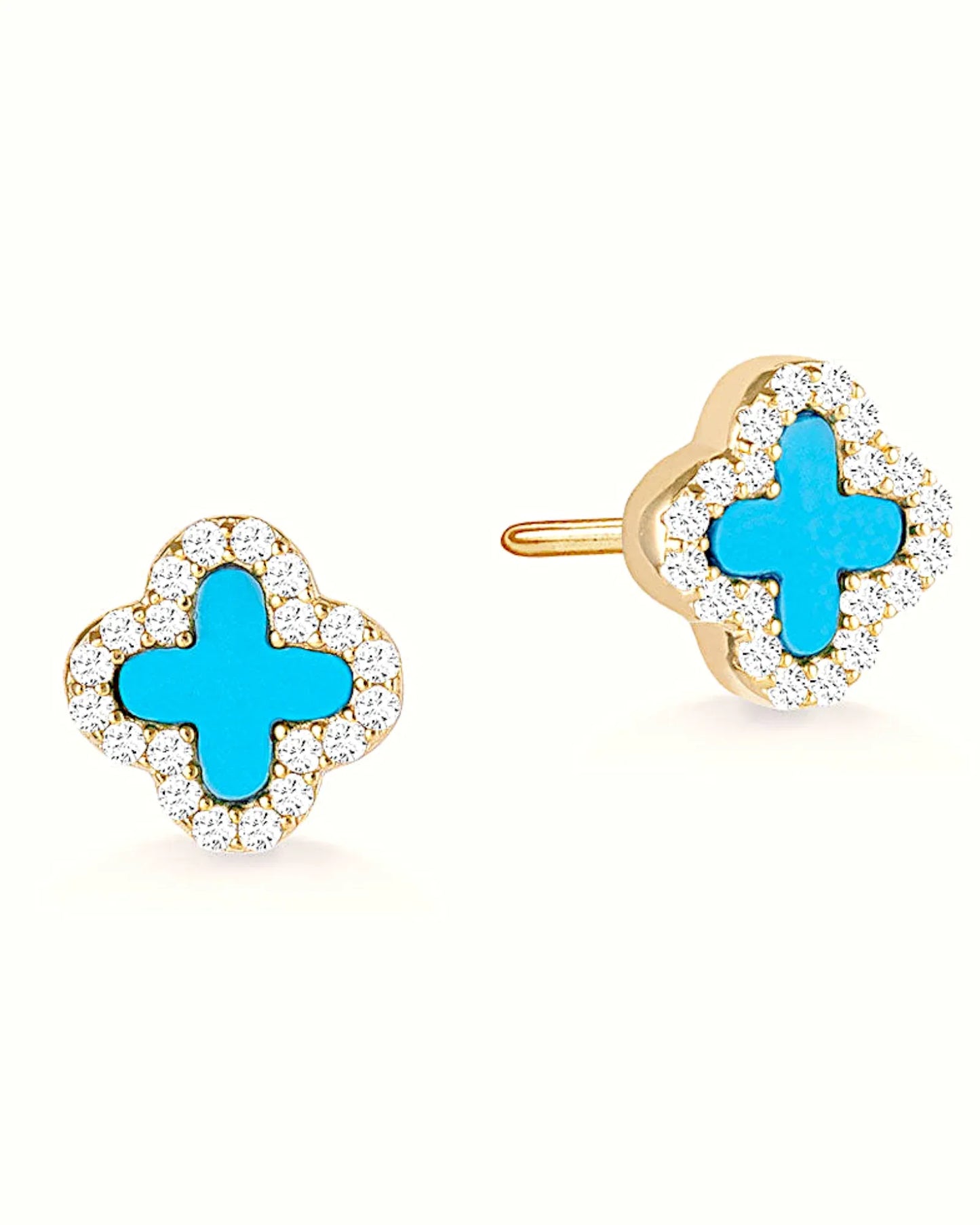 Schmuck Ohrringe "Clover" aus 925er in goldblau Farbe - TOLLzWOOD