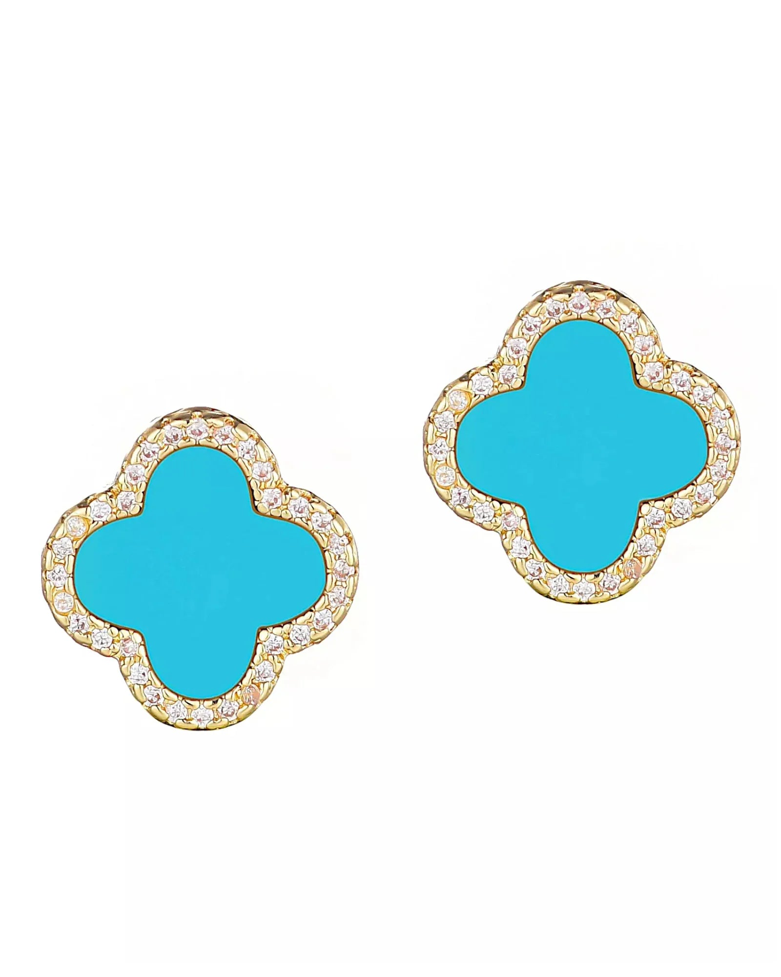 Schmuck Ohrringe "Clover" aus 925er in goldblau Farbe - TOLLzWOOD