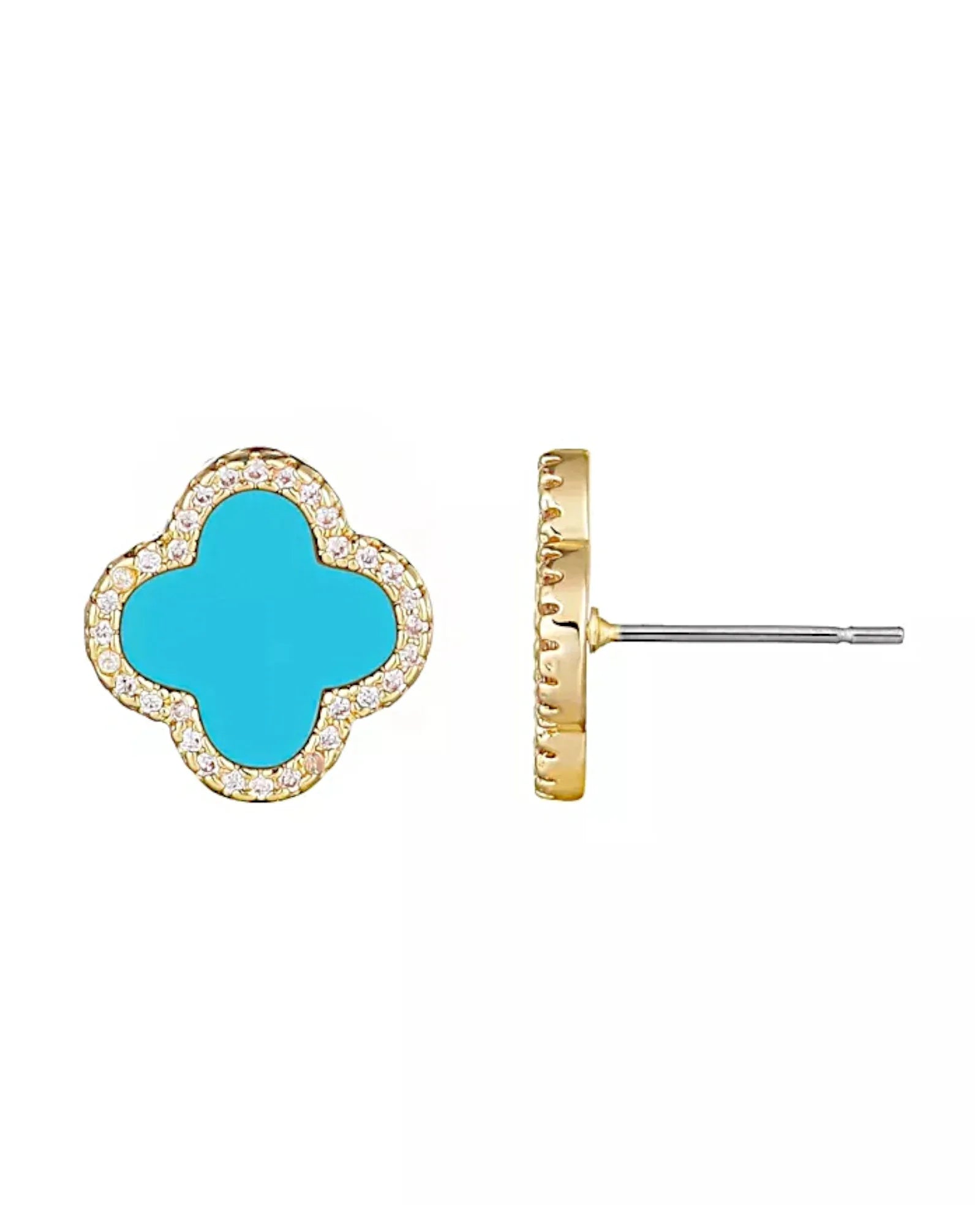 Schmuck Ohrringe "Clover" aus 925er in goldblau Farbe - TOLLzWOOD