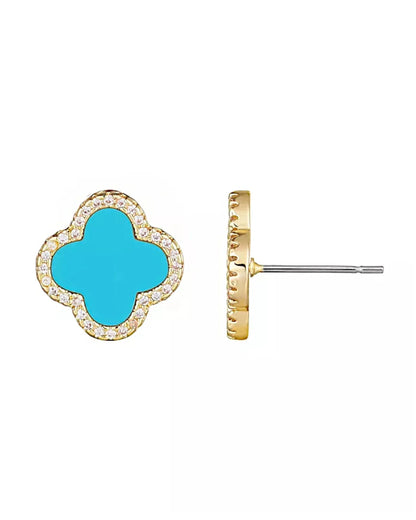 Schmuck Ohrringe "Clover" aus 925er in goldblau Farbe - TOLLzWOOD