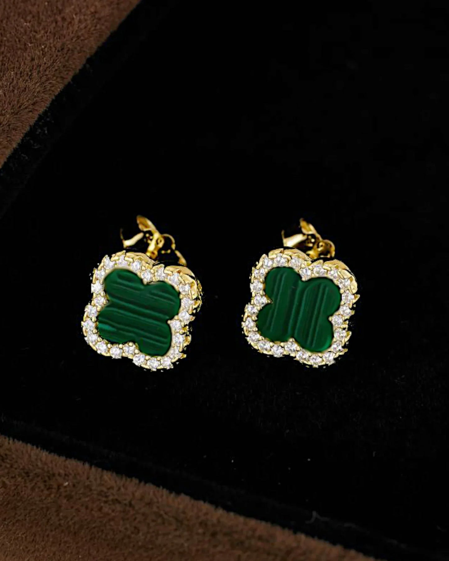 Schmuck Ohrringe "Clover" aus 925er in goldgrün Farbe - TOLLzWOOD